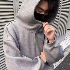 Threebooy Autumn Casual Zipper Long Sleeve Turtleneck Hoodies For Men New in High Street Fashion Hooded Sweatshirts Y2K Vintage Jackets