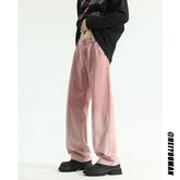 Threebooy Pink Jeans Men Fashion Retro Black Casual Jeans Men Streetwear Hip-hop Loose Straight Jeans Mens Vintage Denim Trousers