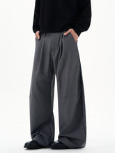 Threebooy Autumn Men's Loose Suit Pants Commuting Business Casual Classic Gray Black Wide Legs Trousers Oversized Simple Style Clothes