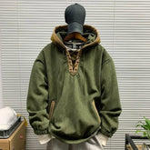 Threebooy Men's Vintage Oversized Hoodie Color Block Pullover Sweatshirt Casual Streetwear Fall Winter Plus Size Tops
