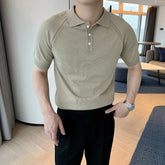 Threebooy Lapel T-shirt Polo Shirt Men's Short-sleeved Knitted Half-sleeved Splicing Top