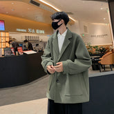 Threebooy Khaki Japanese Streetwear Winter Jacket Overcoat Windbreaker Wool Blends Coat Big Pockets Korean Fashion Trench Coat