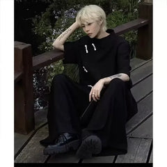 New Chinese Style Men's Short Sleeve Shirt Tang Suit Chinese Folk Short Sleeve Shirt Half Vest Style Clothing