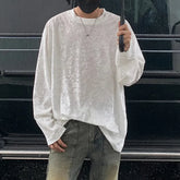 Threebooy Mens T-Shirt Mercerized Velvet Bright T-Shirt Autumn Fashion Streetwear Personality Niche Long-Sleeved Tops Men'S Clothing