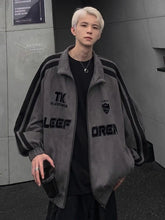 Autumn and Winter High Street Men and Women Trendy Personalized Stripe American Retro Price Couple Loose Harajuku Casual Top