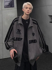 Autumn and Winter High Street Men and Women Trendy Personalized Stripe American Retro Price Couple Loose Harajuku Casual Top