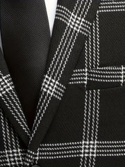 Threebooy Men's Plaid Suit Two-Piece Set Four-Season Anti-Wrinkle No-Iron Business Casual Formal Wear Slim Two-Button Suit Trousers Suit