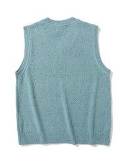 Threebooy Vintage Sweater Vest Men's Knitted Sleeveless Men Grandpa Sweaters and Jumpers Retro V-neck Pullover Blue Streetwear