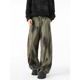 Threebooy Men's Distressed Tie-dye Denim Pants Male Casual Fashion Straight Loose Wide Leg Trousers Jeans Vintage Hip Hop Mopping Pants