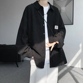 Threebooy Spring Long Sleeved Shirt Men Oversized Retro Corduroy Shirt Men Streetwear Korean Loose Casual Shirts Mens Vintage Shirt M-3XL