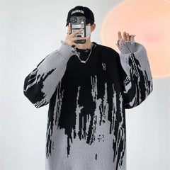 Threebooy Hip Hop Ripped Punk Knitted Sweaters Men Oversized Harajuku Streetwear Sweaters Winter Couples Fashion Knit Pullovers Tops