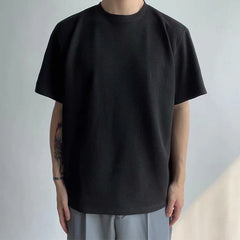 Threebooy Summer Clothing Men's Refinement Crew Neck Bottoming Shirt Solid Color Thin Cozy Leisure Loose Daily Short Sleeve T-Shirt