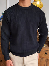 Threebooy Ripped Casual Knit Pullover for Men, Fall Winter Long Sleeve Crew Neck Shirt, Vintage Old Money Style Comfortable Top