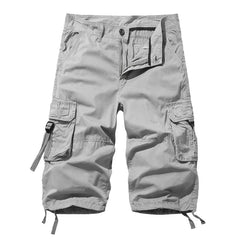 Threebooy Men's Cargo Calf-Length Pants Multi-Pocket Cotton Safari Style Casual Short Pants Male Breathable Jogger Zipper Fly Trousers