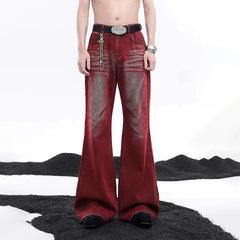 Threebooy Men Jeans Contrast Color Wash Casual Pant Streetwear Fashion American Retro Youth Trend Performance Trousers Male Men'S Clothing