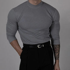 Threebooy Mens T-Shirt Sports Fitness Elastic Bottoming Shirt Breathable Solid Color Versatile Simple Gym Long-Sleeved Top Men'S Clothing
