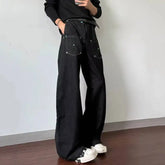 Threebooy Men Reverse Design Deconstructed Jeans Loose Streetwear Casual Baggy Fit Trendy Edgy Niche Modern Daily Essential
