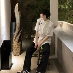 New Chinese Style Men's Short Sleeve Shirt Tang Suit Chinese Folk Short Sleeve Shirt Half Vest Style Clothing