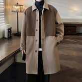Threebooy Mens Trench Coat Contrast Business Casual Cape Coat Autumn Streetwear Fashion Korean Commuter Long Coat Men'S Clothing