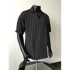 Threebooy Men Slim Fit Striped Polo Collar T-Shirt Summer Casual Breathable Cotton Comfortable Fashion Tee Shirt Top Striped Mens Clothing