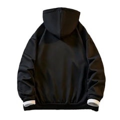 Threebooy Solid color hooded cardigan sweater men's spring and autumn new Japanese simple and versatile loose jacket