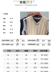 Threebooy Simple Vintage Padded Vest Warm Sweater Vest Sleeveless Knitted Wool Vest Autumn Winter Thickened Plus Fleece Waistcoat