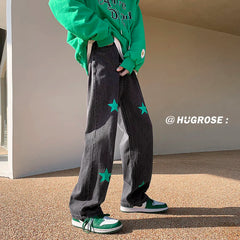 Threebooy Men's Fashion Printing Loose Casual Pants Baggy Homme Cargo Streetwear Jeans Biker Denim Black/blue Trousers Size M-2XL