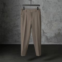 Threebooy New Fashion Male Suit Pants Light Luxury Draped Cropped Button-down Business Casual Pants Premium Slim-fit Elegant Dress Trouser