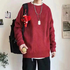 Threebooy Sweater Men Oversize Knit Pull Homme O-neck Male Knitted Sweater Pullover Jumper Harajuku Casual Streetwear Korean Men Sweaters