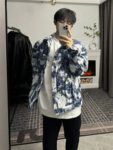 Threebooy Korean Retro Vintage Jacquard Short Shoulder Pad Denim Jacket Men's American Style High-end Design Street Jacket Aesthetic Chic