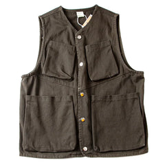 Threebooy Japan Retro Heavy Twill Fabric Tooling Vest Functional Waistcoat Loose Fashionable High-end Pocket Couple Jacket Top Aesthetic