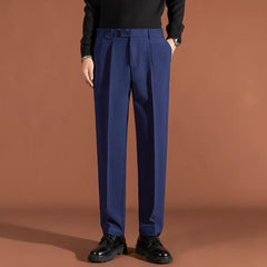 Threebooy Navy Blue British Trendy and Fashionable Drooping Trousers for Men's Tapered Casual Straight Business Suit Pants