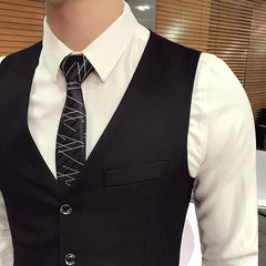 Threebooy Brand Clothing Fashion Men Spring Slim Fit Pure Ctton Business Suit Vest/Male Fashion Leisure Blazers Vest Black Grey Blue