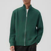 Threebooy New Korean Fashion Men Cardigan Jacket Light Luxury Trendy Turtleneck Knit Zip-up Long Sleeve Sweater Coat High Quality Knitwear