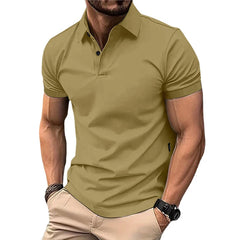 Threebooy Summer Men's Solid Color Polo Shirt Short Sleeve Turn Down Collar Smart Casual Polos Men Streetwear Sports Jogging Tees Tops Man