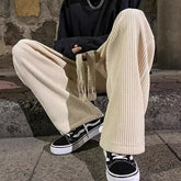 Plus Velvet Pants Men Corduroy American Hip Hop Streetwear Baggy Straight Teens Harajuku Trousers All-match Warm Winter Newly