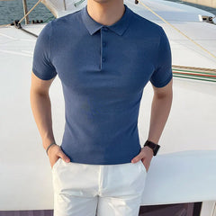 Threebooy Summer New Style Letter Printing High Quality Men's POLO Shirt Pique Cotton Short-Sleeved Casual Breathable Lapel Men Shirt