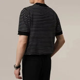 Threebooy Men Japanese Style Striped Short Sleeve T-Shirt Simple Casual Breathable Top Summer New Trendy Niche Tees