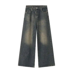 Threebooy Vintage Men's Baggy Denim Trousers New Streetwear Wide Leg Loose Denim Pants Fashion Distressed Straight Pants