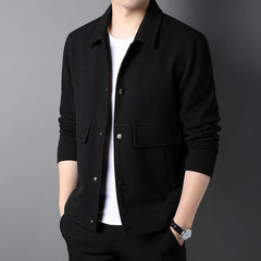 Threebooy Korean Fashion Lapel Jacket Men's Loose Short Coat Spring Autumn Thickening Tops Fashion Casual Clothes For Male New S-3XL