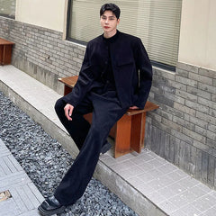 Threebooy Men's Daily Blazer & Wide Leg Pants 2-Piece Set