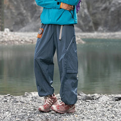 Threebooy Autumn New Casual Japanese Style Outdoor Waterproof Loose Tactical Cargo Pants High Waist Straight Leg Ultra Long Length