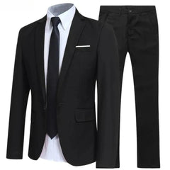 Threebooy Men Suits Set 2 Pieces One Button For Wedding Elegant Slim Fit Blazers Formal Outfit Fashion Classic Full