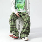 Threebooy Vintage Color Plaid Pants Men's Loose Wide Leg Pants Autumn New Lazy Wind Straight-leg Leisure Trousers Male Jogger Sweatpant