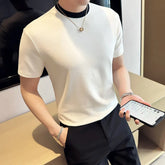 Threebooy men's Summer High Quality Casual Short Sleeve T-shirts/Male Slim Fit Fashion Pure Cotton Round Neck T-shirts Plus Size S-3XL