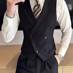 Threebooy Japanese High-end Smart Casual Vest Men's Vest Pants Set Korean Elegant Wear 2025 Summer New Blazer Vest Aesthetic Waistcoat