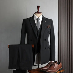 Threebooy Luxury High Quality Men's Suits 2 Pieces Sets Beaded Crystals Double Breasted Slim Fit Tuxedos Wedding Groom Dinner Prom