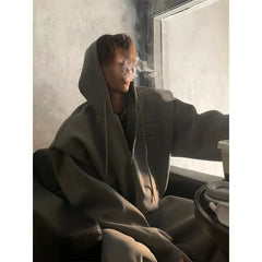 Threebooy Shoulder padded hoodie men's spring autumn zipper cardigan hooded fake two American jackets