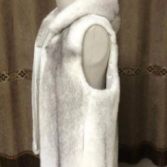 Threebooy American High-end Imported Imitation Mink Cross Vest Hooded Men Fur Coat Imitation Mink Vest Back Fur Integrated Vest Jacket