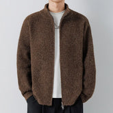 Threebooy Autumn Men's Korean Zipper Cardigan Jacket Casual Stand Collar Solid Color Long Sleeve Sweater Premium Quality Knitted Outerwear